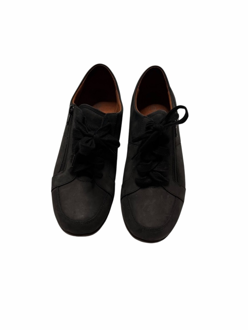 Vionic Abigail Black Nubuck Lace-Up Zip Sneaker Arch Support 7 Wide